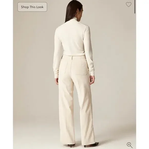 J. Crew camp-pocket wide-leg pant in stretch corduroy Pale Bone NWT size 28P - Picture 4 of 8